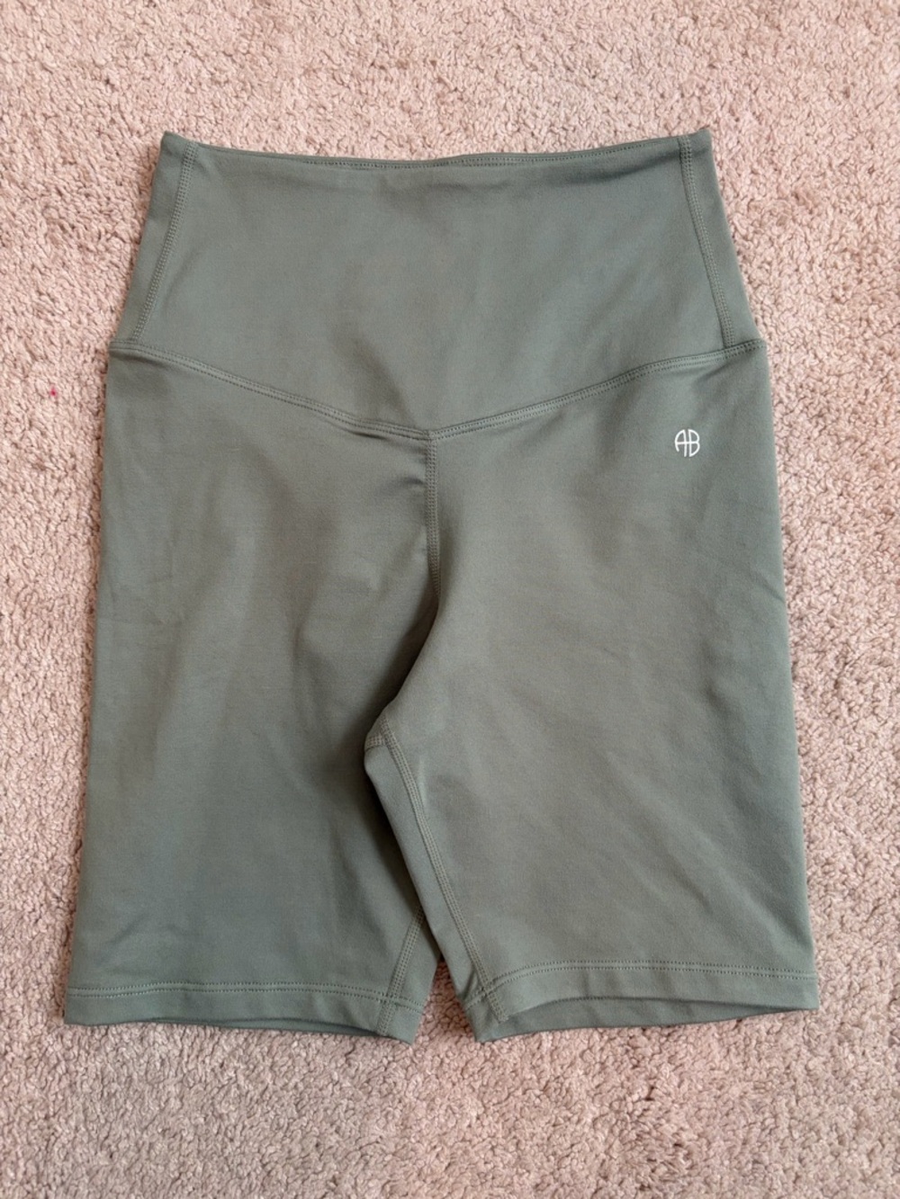 ANINE BING SPORT Bike Athletic Shorts Women's Size XS Sage Green 7"